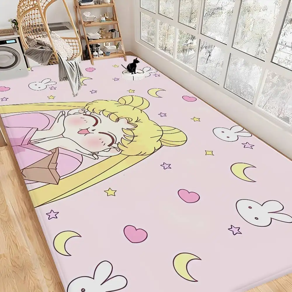 Cute S-Sailor M-MoonS Bathroom Mat Anti-slip Absorb Water Long Strip Cushion Bedroon Mat Welcome Doormat