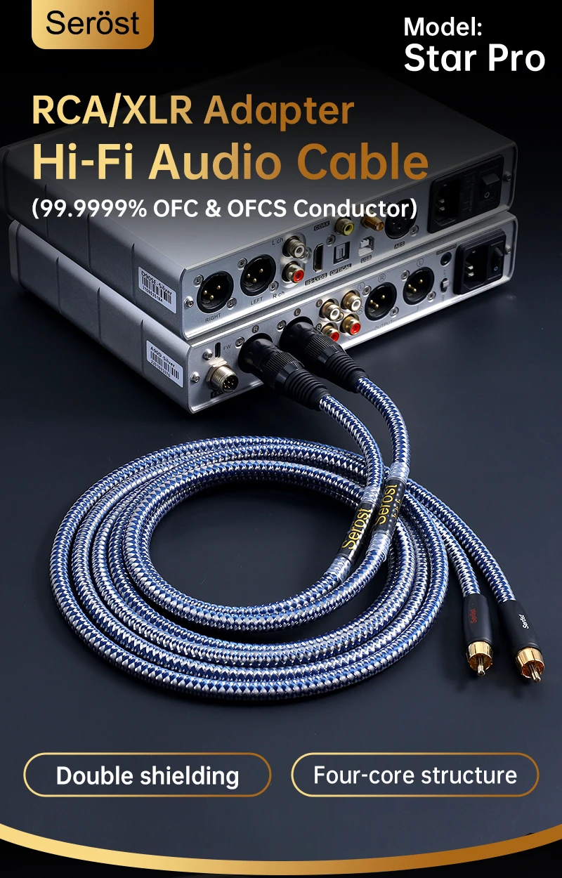 Serost StarPro HiFi-Audiokabel OFC versilbertes, sauerstofffreies Kupfer RCA-zu-XLR-Adapterkabel für CD, DAC, DSP, Verstärker, Lautsprecher – Detail 1