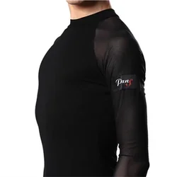 New black Latin dance shirt long sleeve summer sweat absorption breathable elastic national standard dance shirt