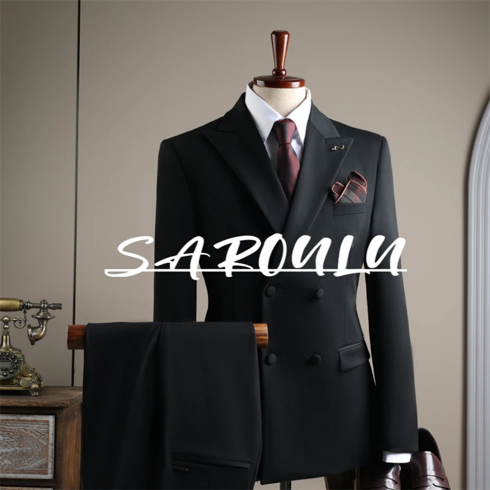 

Dancing Peak Lapel Suit Set For Man, Celebrity Blazer Pants Tuxedo, High Quality, Decent Double Breasted Groom Wear, Elegant