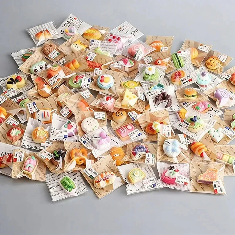 5-60pcs DIY Food Toy Cake Dessert Bread Mini Simulation Children's Play Toy Anti Stress Squeeze Fidget Slider PartyFavors