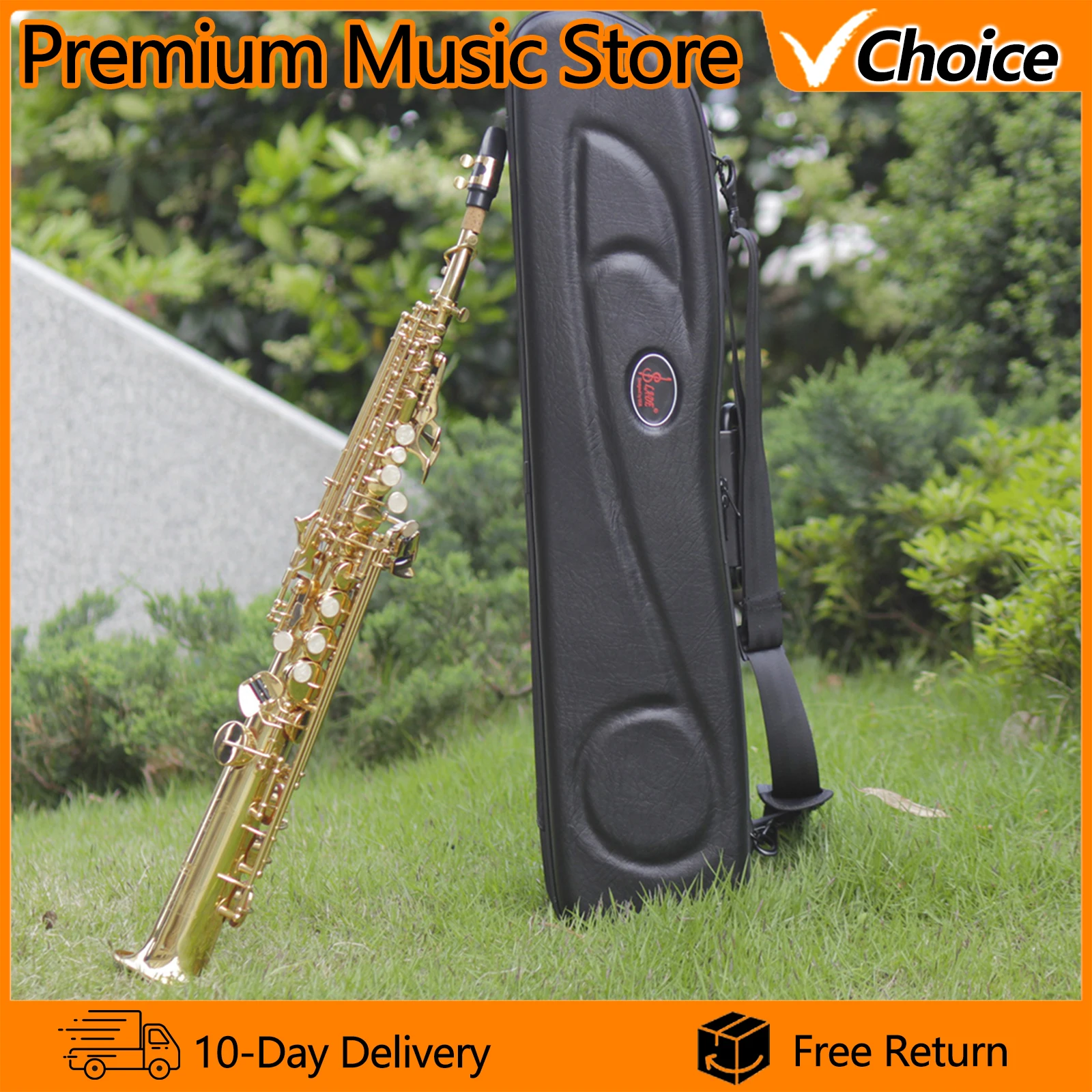 SLADE Bb Soprano Saxophone Straight Pipe Soprano Sax Professional Woodwind Instrument With Leather Box Instrument Accessories
