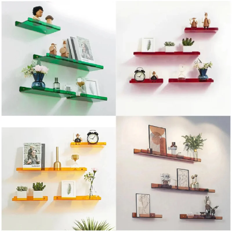 Soporte de pared acrílico sin perforaciones para colecciones, estantería flotante para libros y decoraciones, soporte de exhibición de sala de estar para juguetes