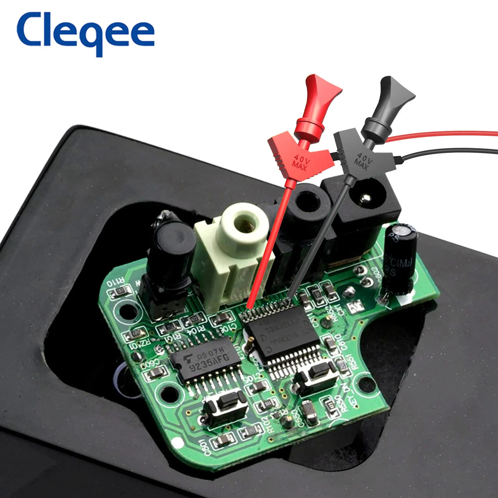 Cleqee P1511B 2PCS SMD IC Test Hook Clip Test Probe Internal Spring Silicone Cable 26AWG with 2mm Socket for Multimeter 20V/5A