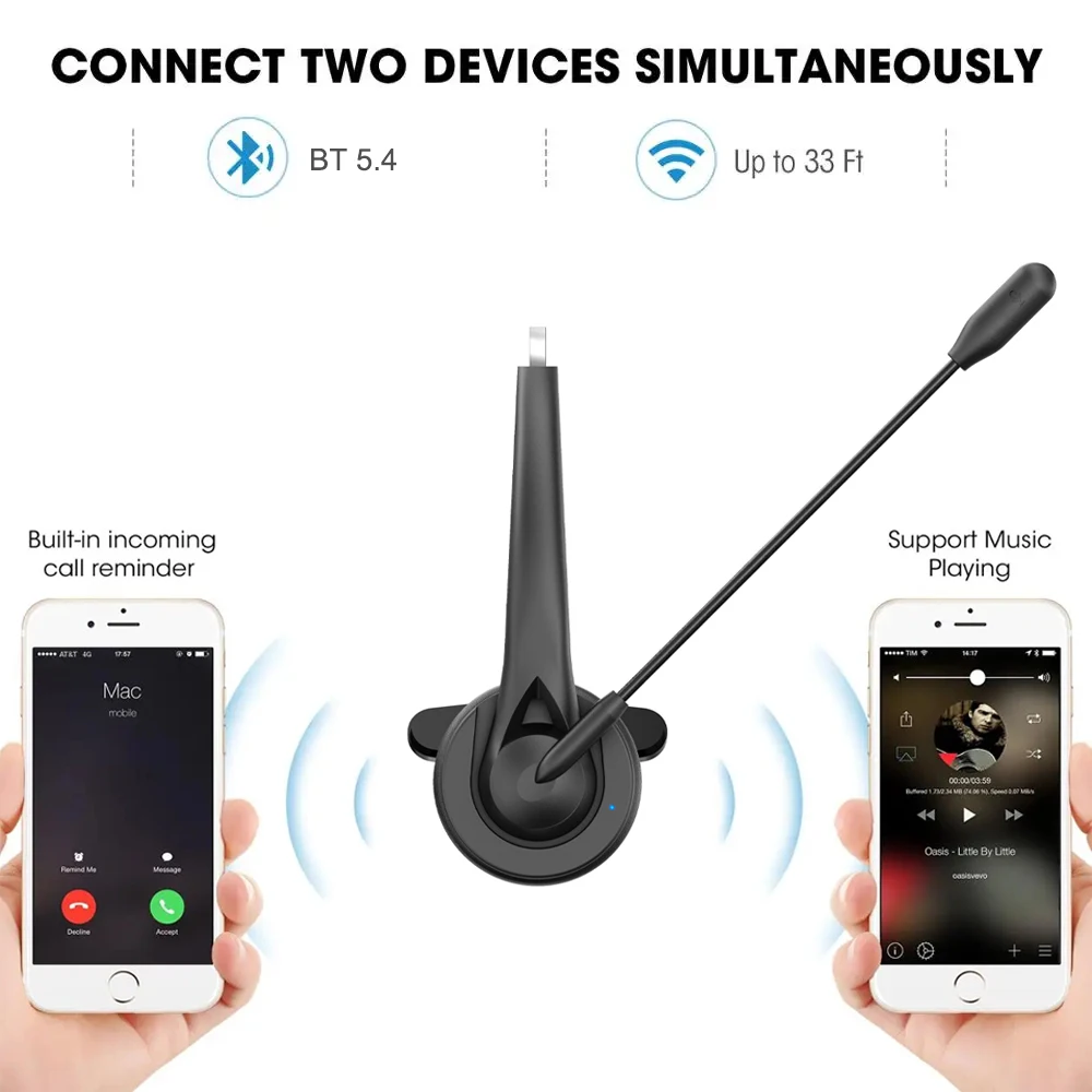 충전 스테이션이 있는 무선 헤드폰 270 °   회전식 전화 콜센터 헤드셋 단일 이어폰