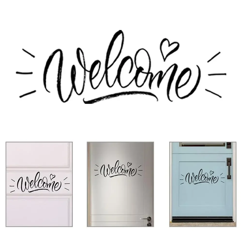 1Set Wall Sticker 5.9*11.8in PVC Door Decal Removable Welcome For Entryway Decor Letters Decorations For Home Shop Glass