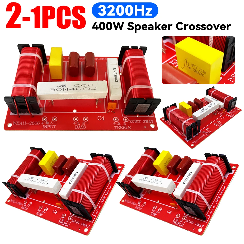 1-2 Stuks 2 Manieren 400W Luidspreker Crossover Module Treble Basluidsprekers Filter Frequentieverdeler Hoog Vermogen Voor Diy Home Audiosystemen