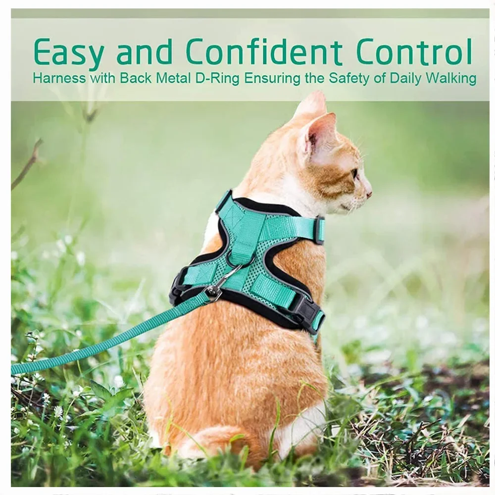 Breathable Cat Harness Leash Set Escape Proof Pet Harness Vest For Cats Small Dogs Reflective Walking Lead Leash Cat Accessories