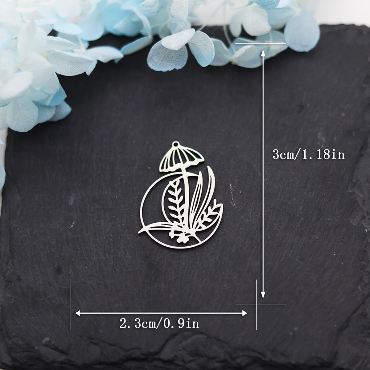 3pcs Coffee Cup Charms Stainless Steel Elf Wing Lotus Flower Leaves Tulip Moon Pendants DIY Necklace Bracelet Jewelry Making