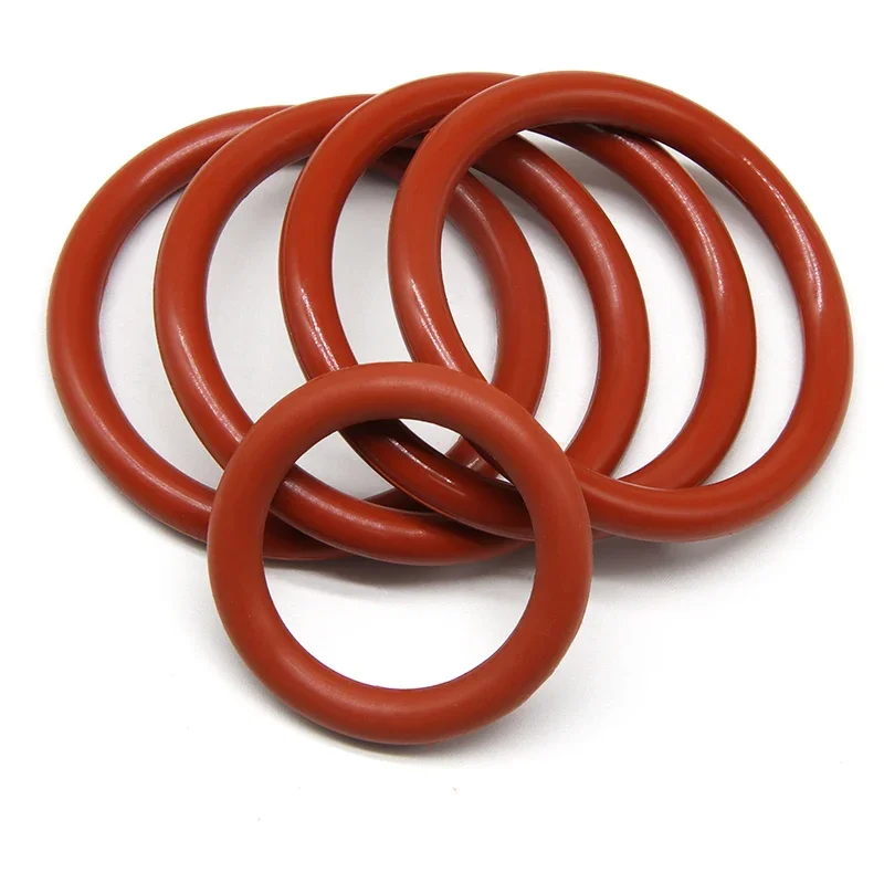 Rot 5 Stück VMQ O-Ring-Dichtung CS5,7 mm OD40 ~ 270 mm wasserdichte Unterlegscheibe Silikonkautschuk isolieren runde O-förmige Dichtung Lebensmittelqualität O-Ring