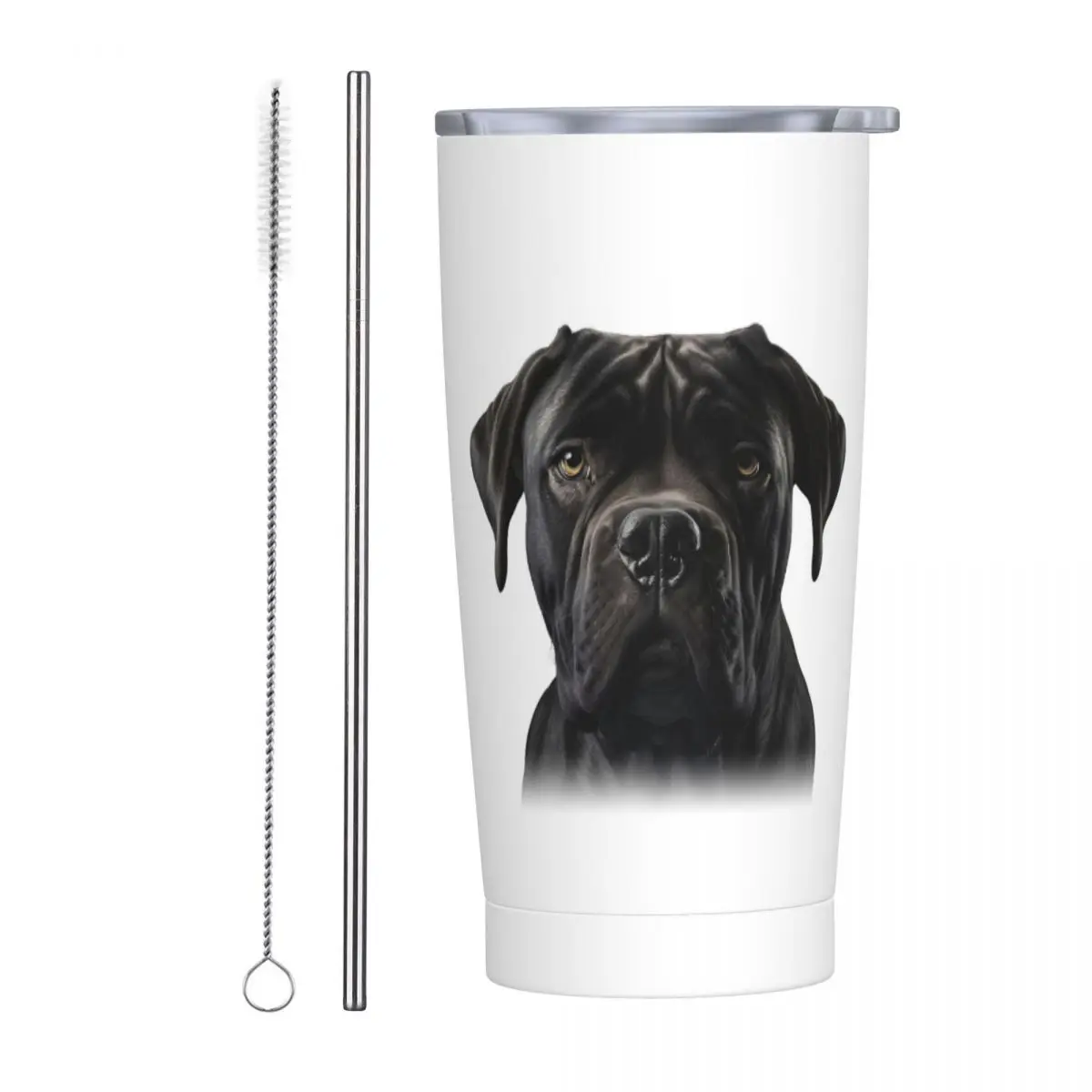 Black Cane Corso Italian Mastiff Stainless Steel Tumbler Vacuum Insulated Mugs Thermal Cold Cups Straws With Lid 20oz