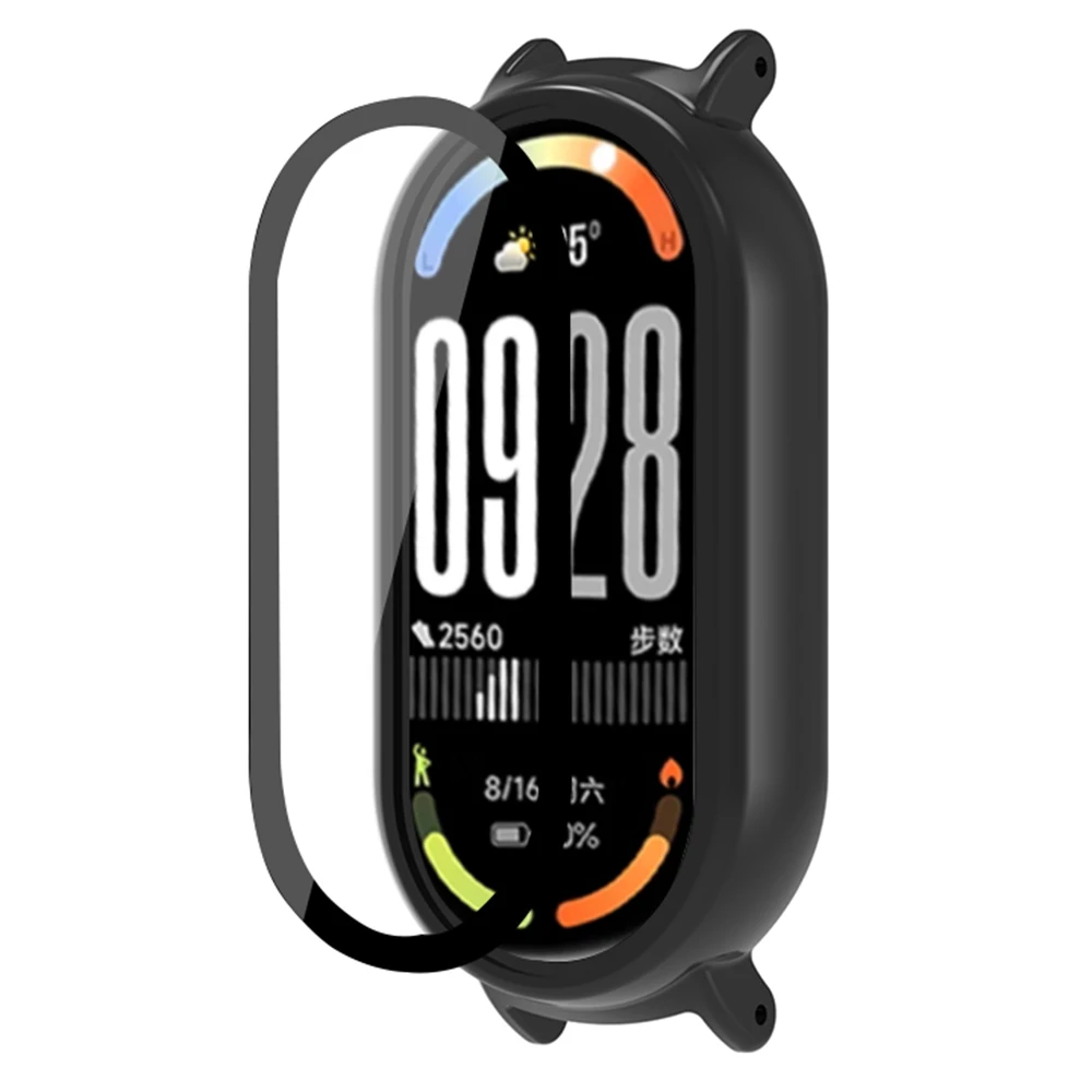 

Чехол для часов Xiaomi Smart Band 10 NFC/Band 10, чехол для ПК с пленкой из закаленного стекла - черный