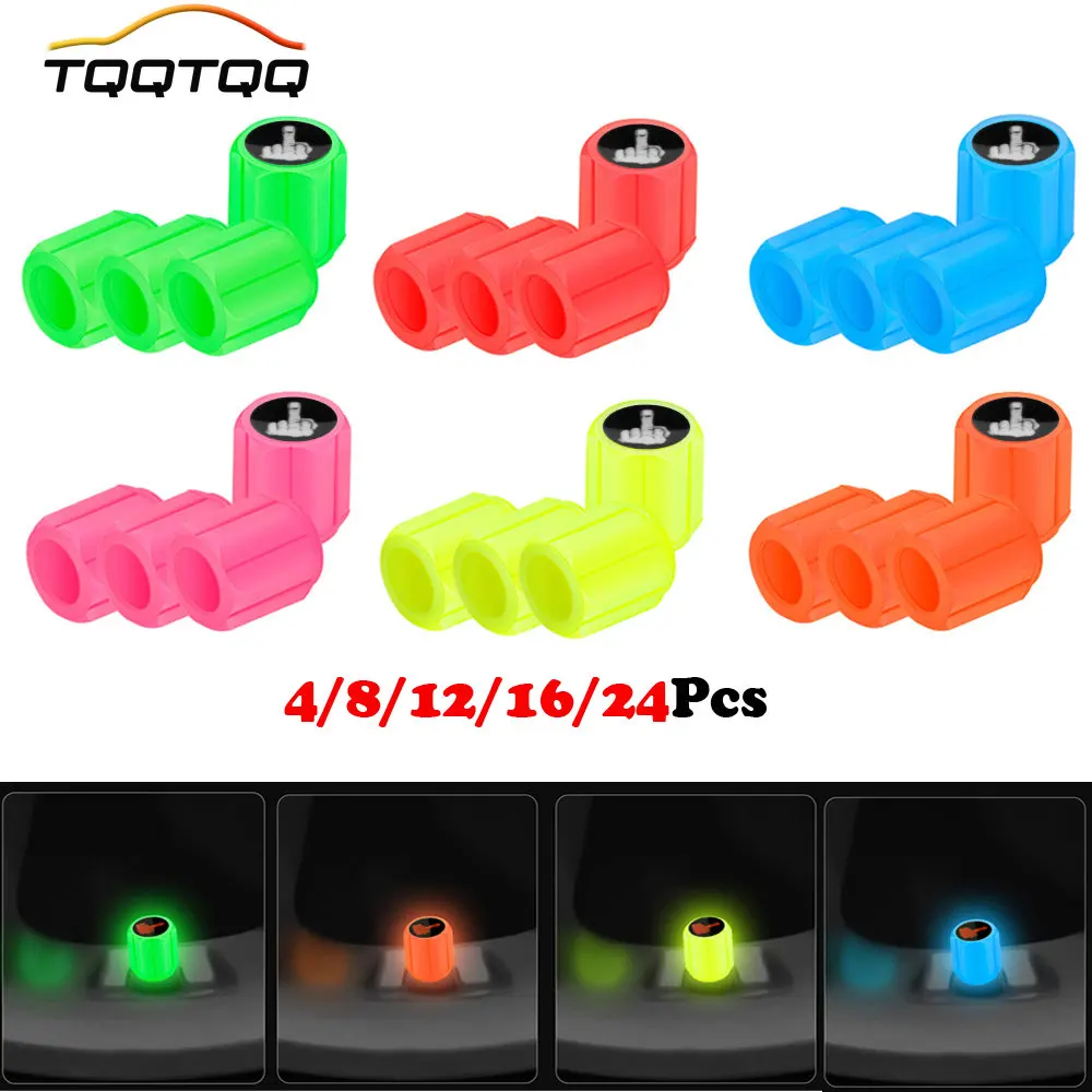 

Night Glow Luminous Wheels Tire Air Caps Cover Fluorescent Illuminated Auto Wheel Valve Stem for Car, Motorcycles, Truck, Bike