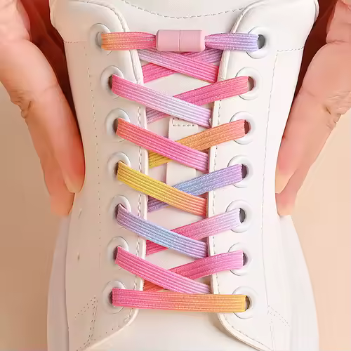 1Pair No Tie Shoe Laces Colorful Buckle Shoelaces Pearl Light Colorful Fashion Without Ties Elastic Laces Sneaker Kids Adult - Image 11