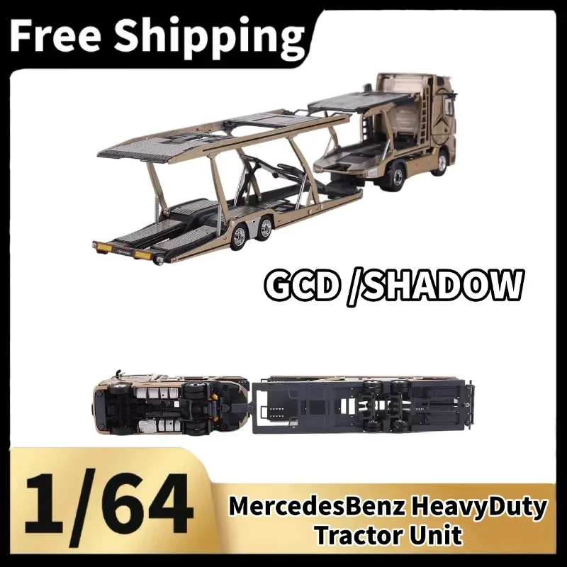 [In Stock] SHADOW 1/64 Diecast Alloy Actros Double‑Deck Car‑Carrier Transporter Truck, Static Collectible Vehicle