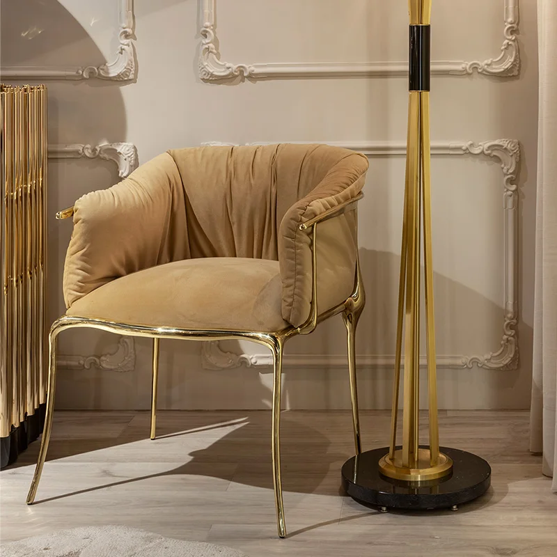 

Deluxe Modern Velvet Dining Chair Metallic Copper Unique Dining Chair Upholstered Fabric Dining Chair for Comfort in the Room