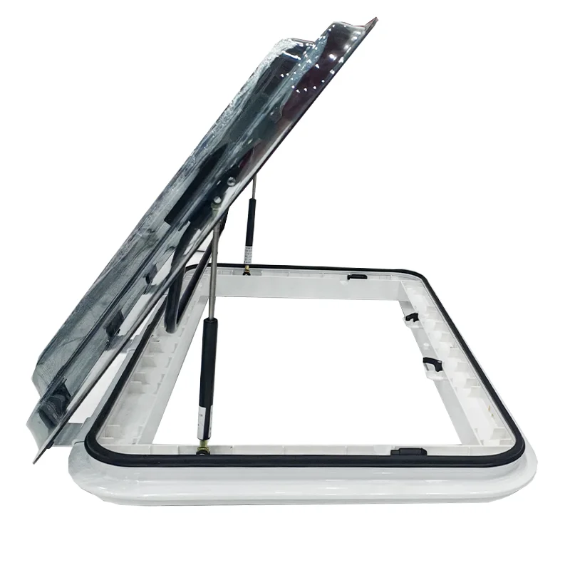 Factory Price RV Skylight 800x500mm Aluminum Frame Campervan Sunroof Caravan Roof Window with Gauze Fly Net Blind