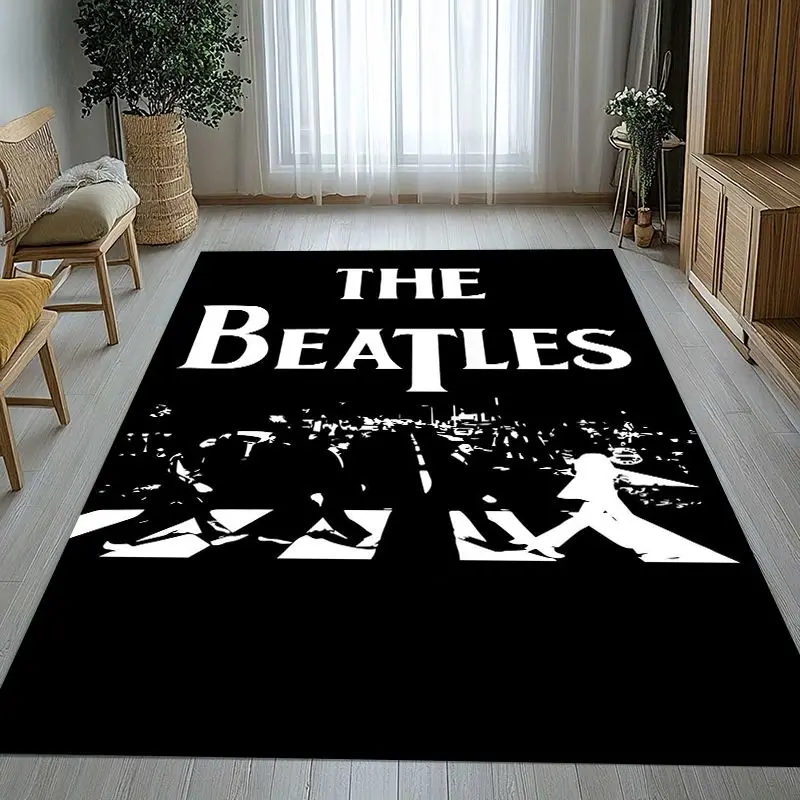 3D Fab Four The B-Beatles Abbey Road Rock Band Non-Slip Large Area Rug for Living Room,Bedroom Carpet Mat for Sofa,Home Decor