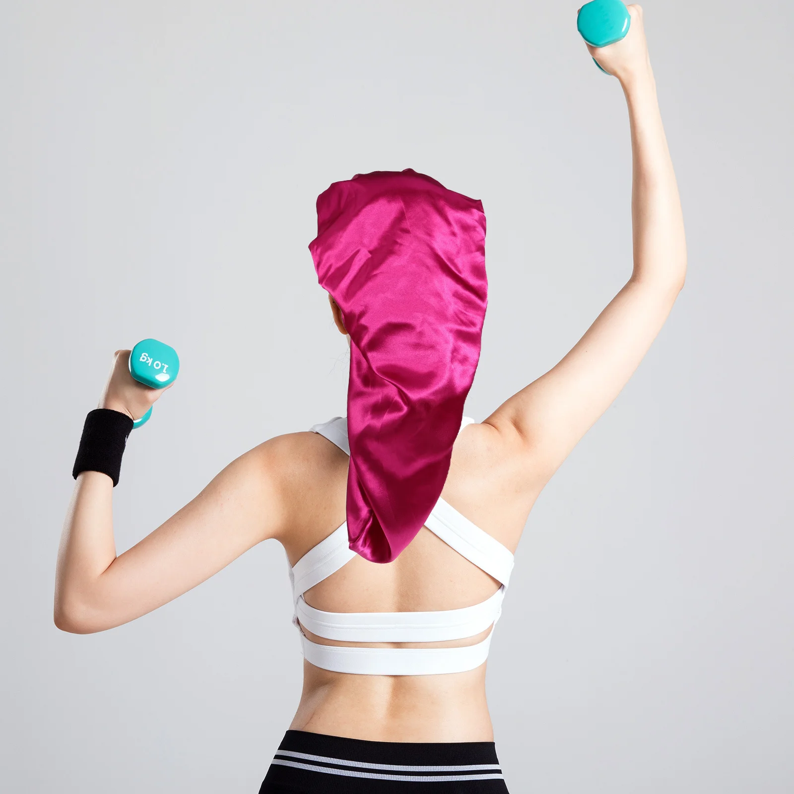 حساسة قبعة الساتان للنساء طويل مجعد الضفائر الشعر التفاف قبعة النوم مريحة لا عقدة المنزل الصالة الرياضية ماكياج اليوغا حساسة النوم قبعة #2