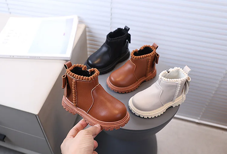 Herbst Mädchen Stiefeletten mit Rückenschleife Kinder Kurzstiefel Weiche Sohle 2026 Neue Mädchen Prinzessinnen-Lederstiefel mit Seitenreißverschluss – Detail 3