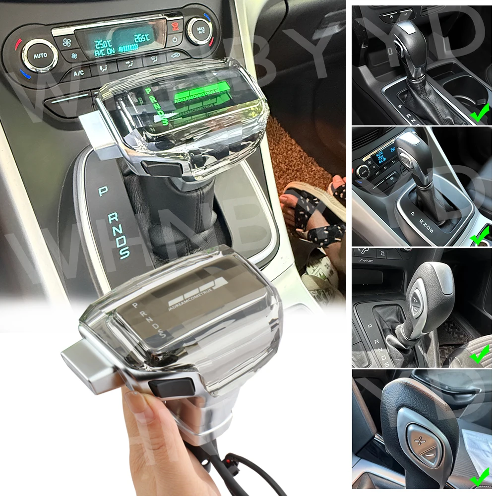

LED Crystal Gear Shift Knob for Ford Kuga Escape Mondeo Fusion Ecosport 13-16 Automatic Transmission Lever Shifter Handle Stick
