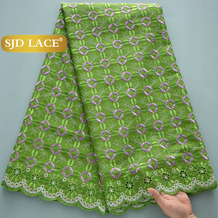 

SJD LACE Swiss Voile Lace Fabrics 2025 High Quality African Embroidery Cotton Lace Nigerian Stones Lace for Wedding Dresses 4106