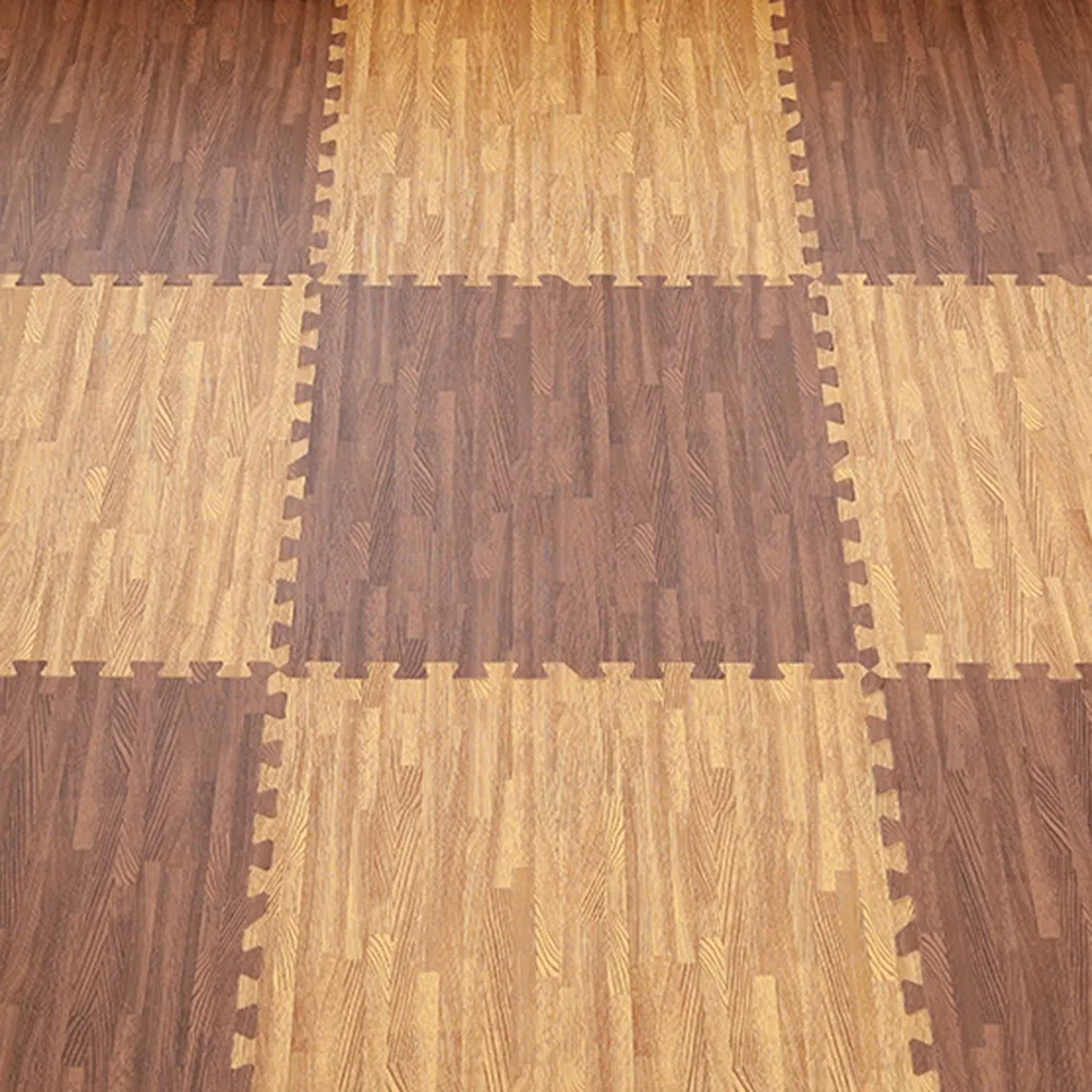 

Набор из 8 многоразовых соединяющихся ковриков для упражнений (30 см) с текстурой под дерево, высокая прочность, напольное покрытие для спорта, йоги, студий и игр