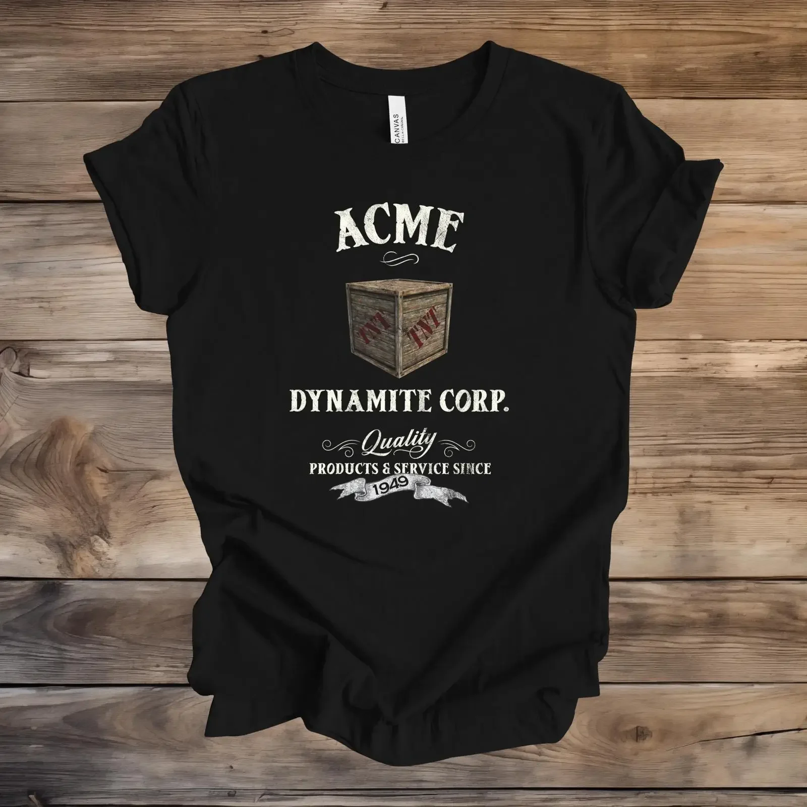 Acme Dynamite Corp Vintage TNT Crate T Shirt Funny Nostalgic Retro Cartoon Classic  vintage Washed Top For Everyday Wear Unisex