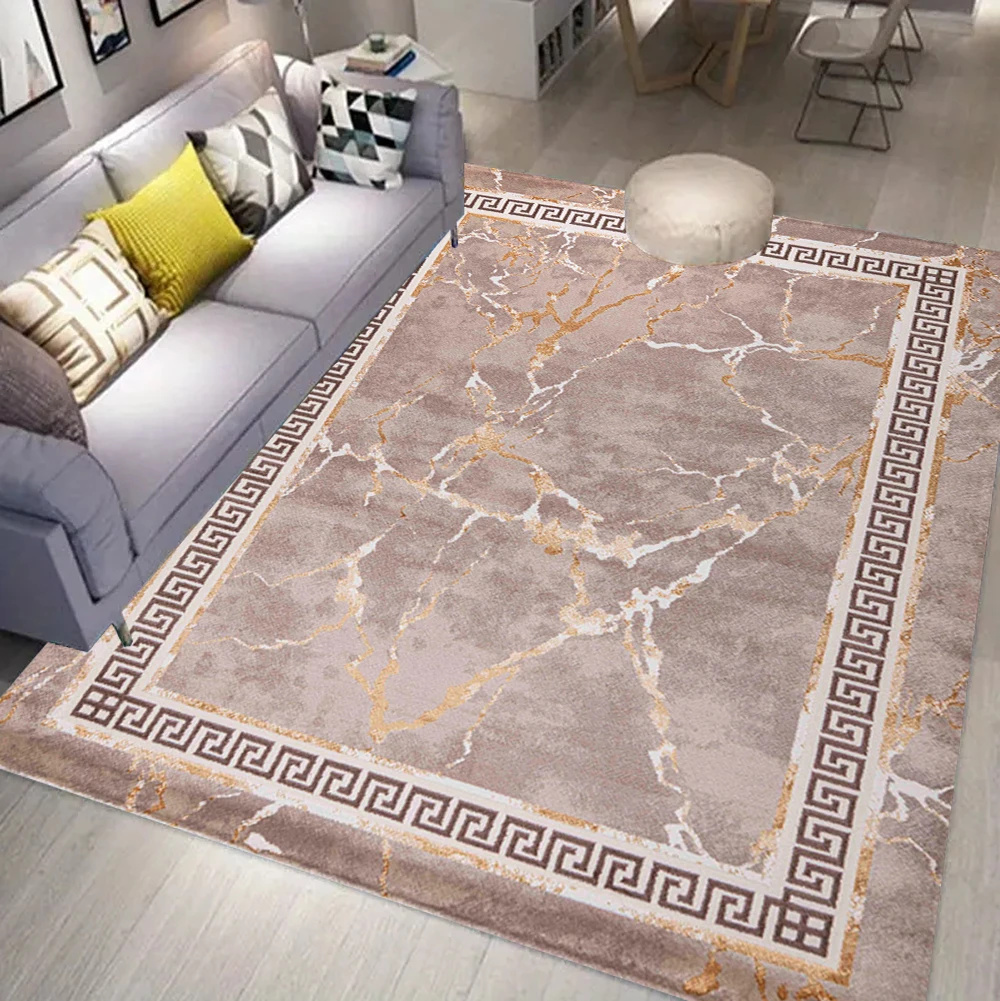 Marble Patterned Carpet Minimally Sophisticated Border Carpet Nordic Style Living Room Bedroom Decoration Rug