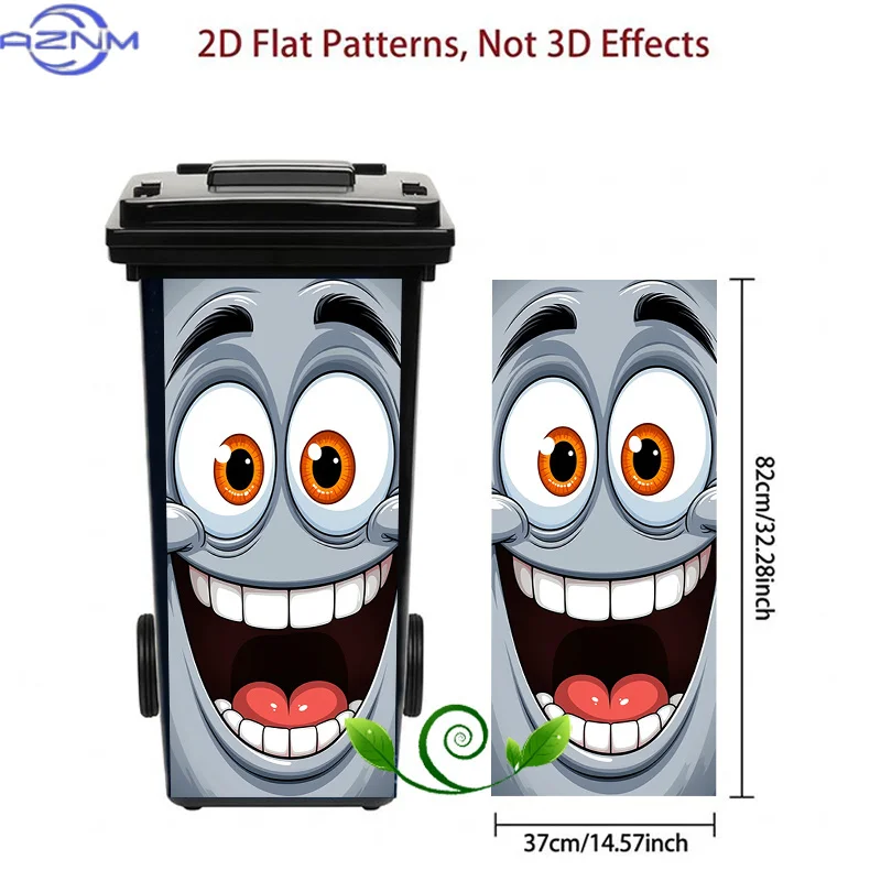 Trash Can Sticker Crazy Laughing Monster Face Themed Design, Self-Adhesive Wall Decal Decorative Wallpaper for Kitchen Trash C