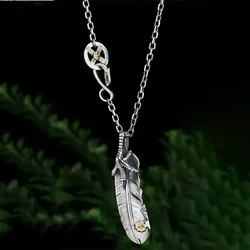 Colgante de pluma de diseño Original Vintage, collares de garra de plata 925, estilo Hip-Hop, suéteres de pareja, cadena, accesorios de joyería fina