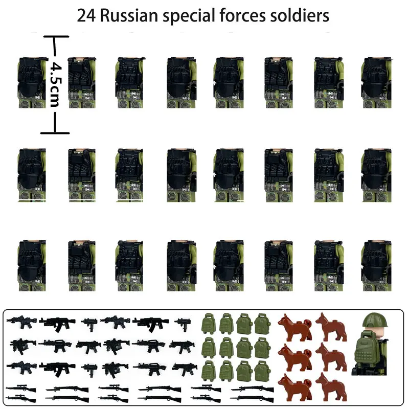 City Military Russian Special Forces Soldiers Building Blocks Ghost Army SWAT Police Figures Vest Gun Weapons Bricks Toys Boys