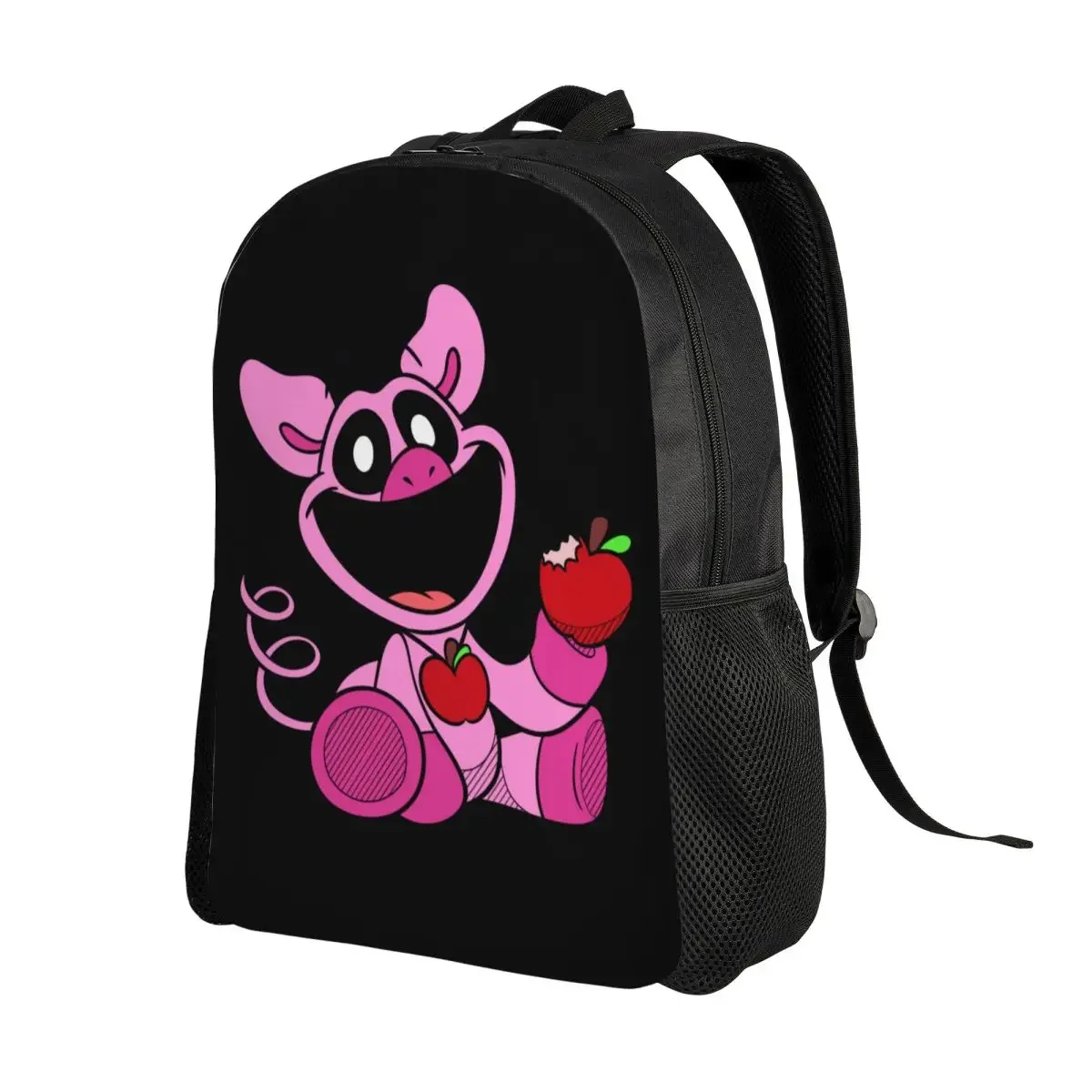 Custom Pink Smiling Big Mouth Piggy Critters Backpacks Women Men Fashion Bookbag for College School Scarry Animated Game Bags
