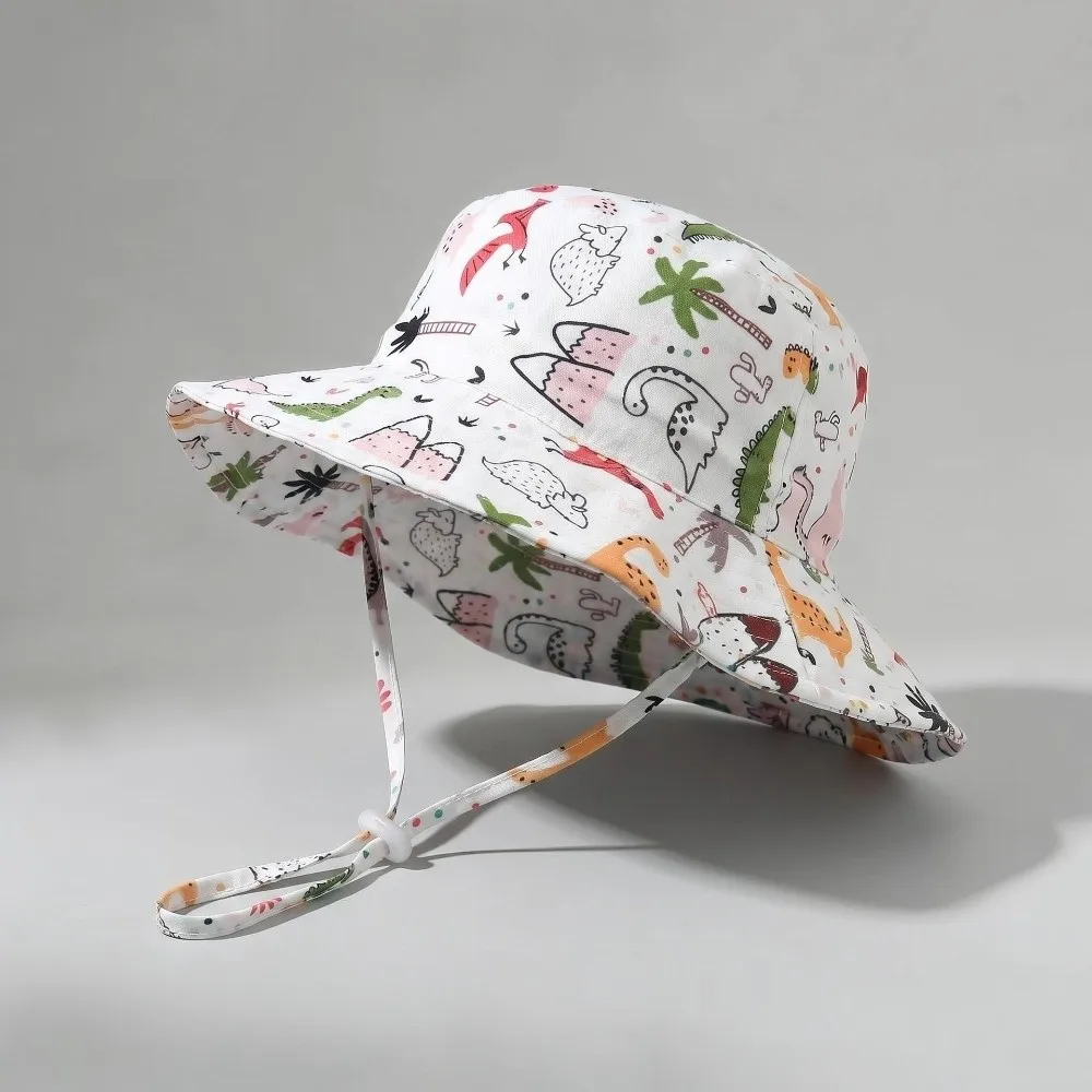 

Cute Adjustable Sun Hat Breathable Cartoon Printing Bucket Hat Wide Brim UV Protection Beach Hats Summer
