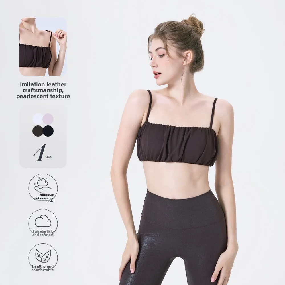 

Женский плиссированный жилет-бретелька, спортивный бюстгальтер с внутренней маленькой бретелькой, красивая спина, фитнес-бюстгальтер для спорта и фитнеса