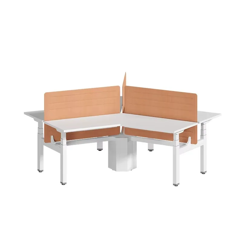 Electric Height Adjustable Two People Table Ergonomic Office Lifting Table With Screen Standing Desk