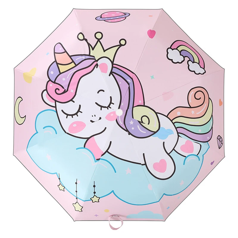 

UV umbrella Unicorn Princess Crown Automatic Umbrella Portable Anti-rebound Design Safety reflective Cute gift umbrella