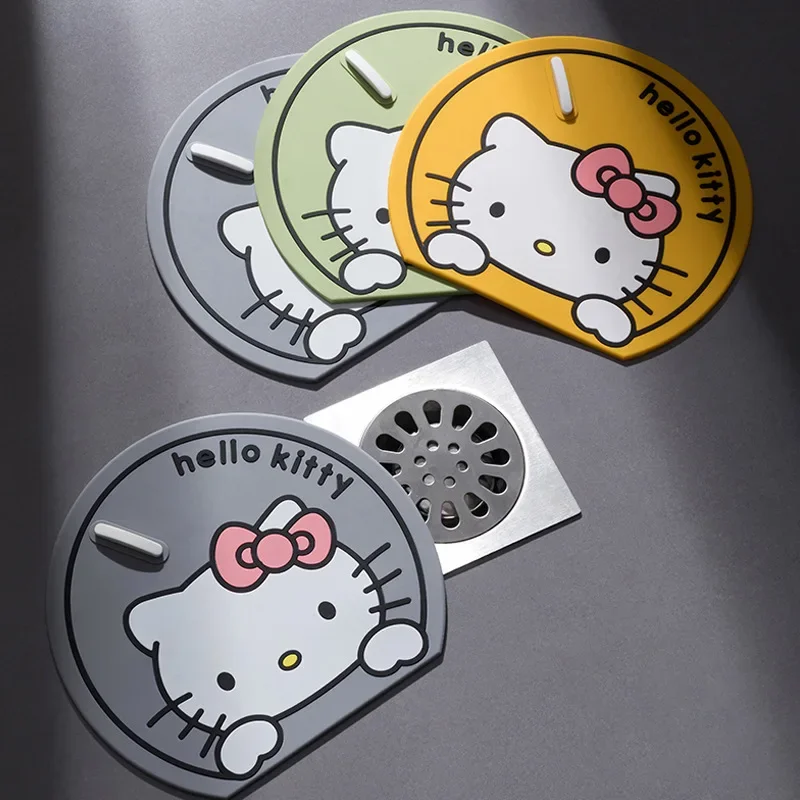Sanrio Anime Hello Kitty Deodorous Pad Filter Odor Proof Floor Drain Cover Kitchen Bathroom toilet Sewer Sealing Silicone Mat - Image 4