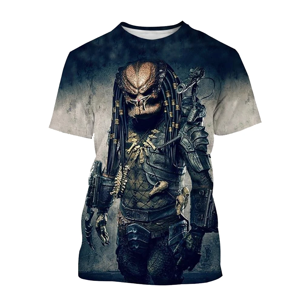 Predator 3D Graphic T Shirts Men\'s Summer Horror Movie Cool Print T-shirt Fashion Casual Unisex Alien Short Sleeve Harajuku Tops