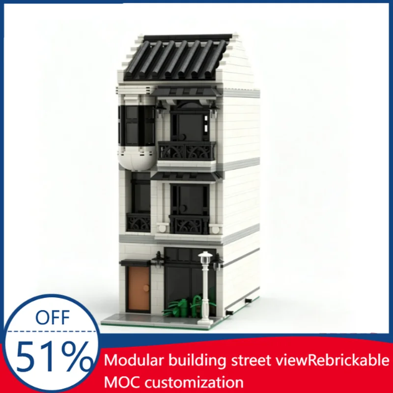 2136Pcs Indochine Townhouse Custom Building Blocks Colonial Style Townhouse Scene Model Educational Assembly Toy For Collectors