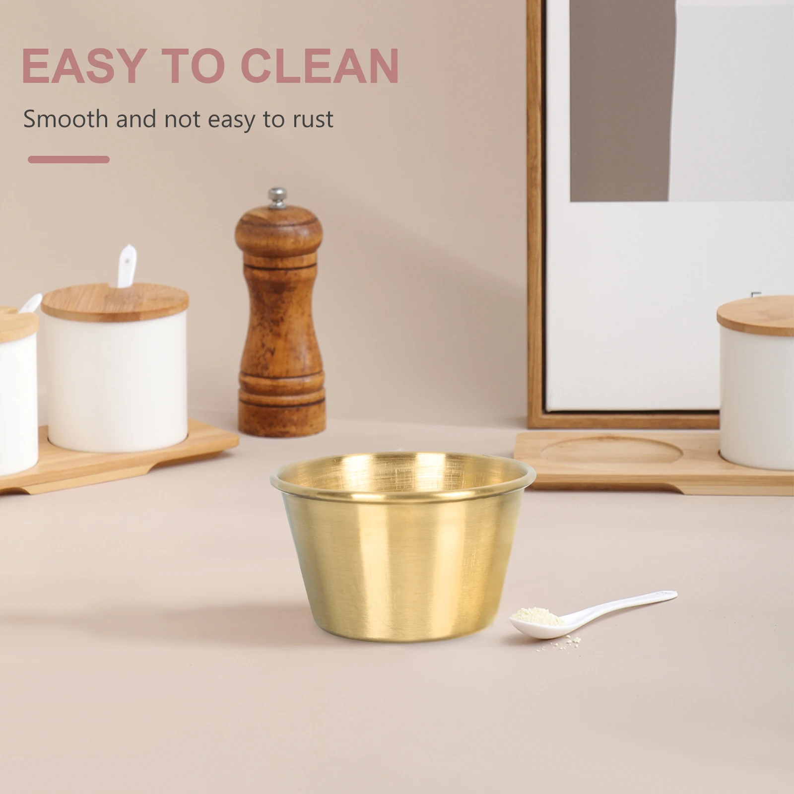 

5pcs 304 Sauce Cups Stainless Steel Small Dipping Bowl For Salad Ketchup Hot Pot Western Food Serving Kitchen Supplies