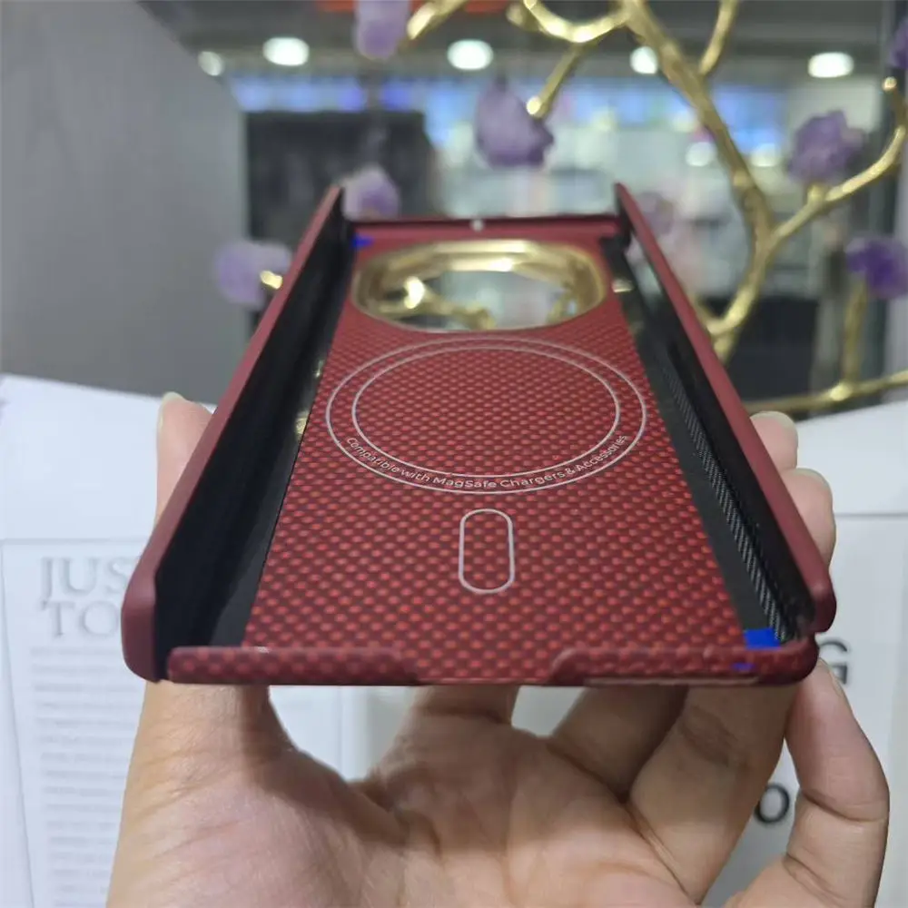 磁気プレミアムリアルアラミドカーボンファイバーケース Huawei Mate XT XTs ダブルヒンジカバー用