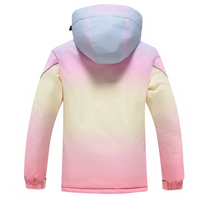 بدلة تزلج ملونة للفتيات شتوية للتزلج على الجليد في الهواء الطلق سترة وسراويل للأطفال مقاومة للماء ومضادة للرياح ملابس ثلج للأطفال