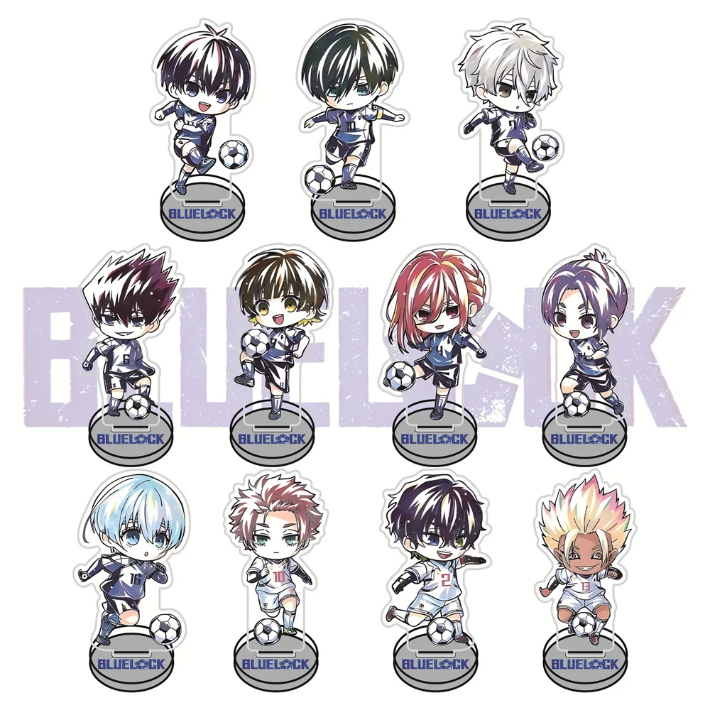 Blue Lock 10cm Soccer Uniform Q-Style Acrylic Stand Figures Keychain Anime Collectible Standee, Desk Decor Gift for Fans