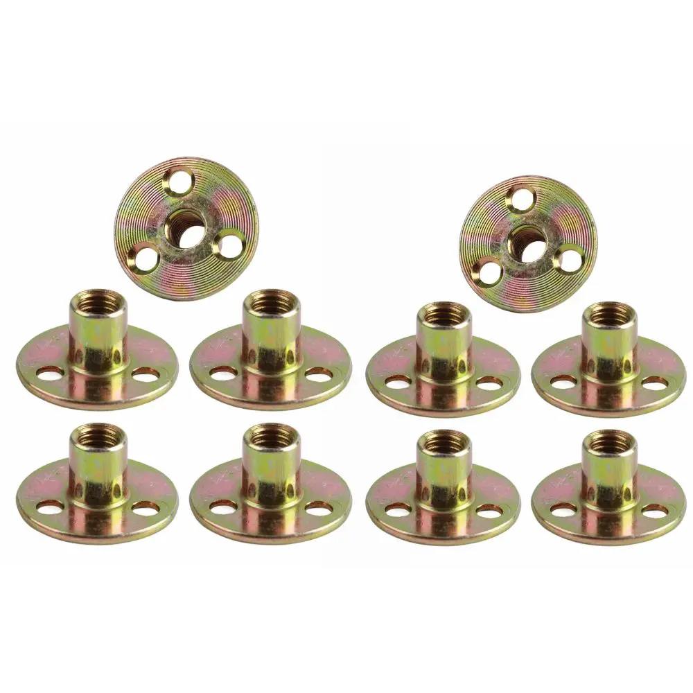 

10pcs M6 / M8 / M10 Thread T-Nut / Tee Nut Screw-in Type Female Thread Brad Hole T Nut Carbon Steel Flange Insert Nut