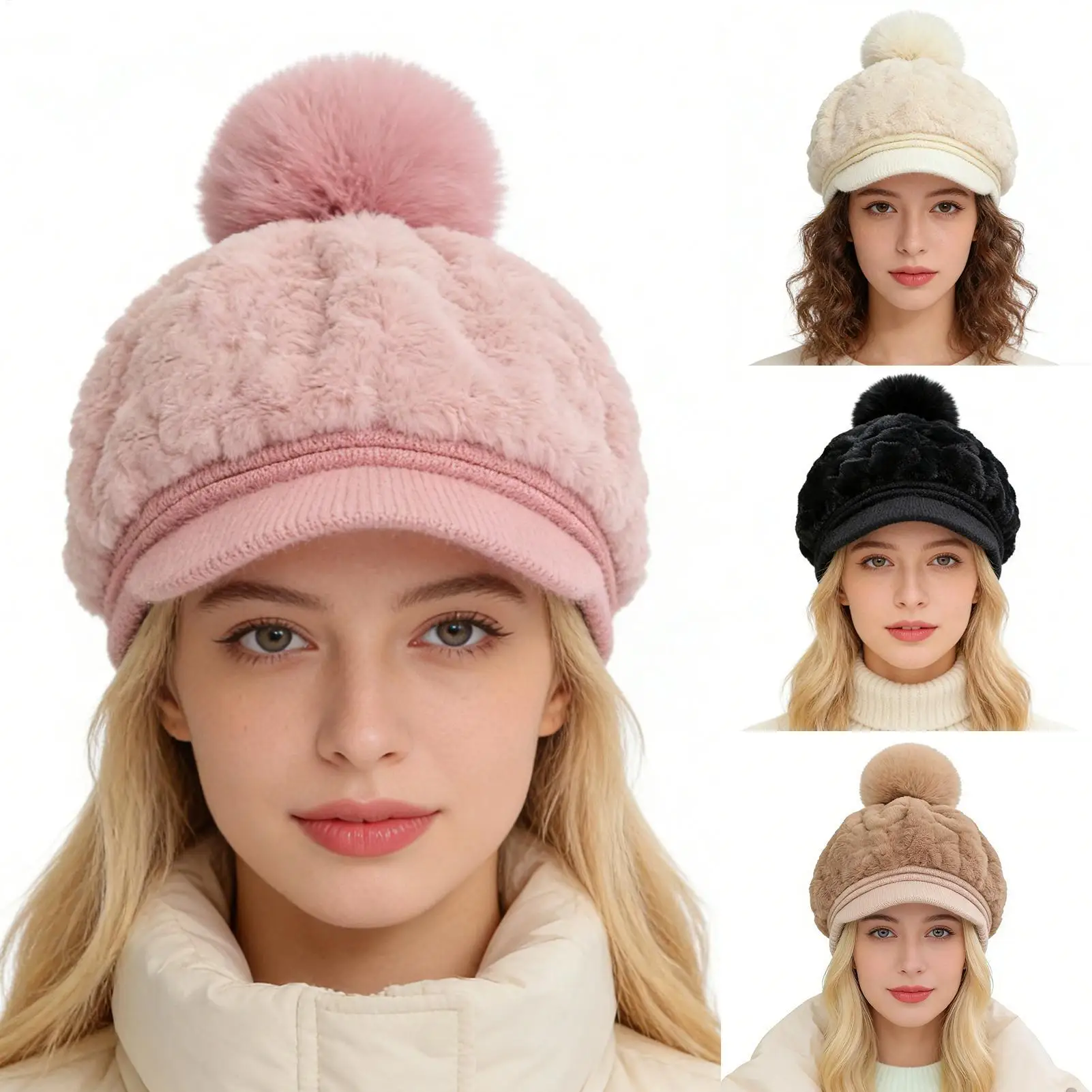 

Женские шапочки для зимнего костюма, головной убор с помпоном, зимняя шапка с полями для катания на лыжах, путешествий, праздника, утреннего на открытом воздухе, на каждый день