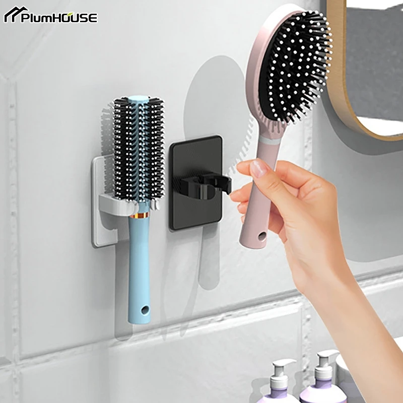 Comb Holder Bathroom Wall Hanging Comb Storage Rack Hair Clip Organizer Air Cushion Comb Holder Creative Plastic Comb Rack