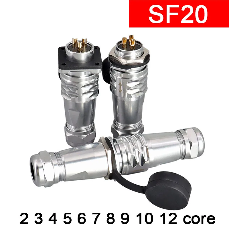 Aviation Plug Docking Type SF20-2 3 4 5 6 7 8 9 10 12 Core Waterproof Connector 2P 3P 4P 5P 6P 7P 8P 9P 10P 12 core SF20 20mm