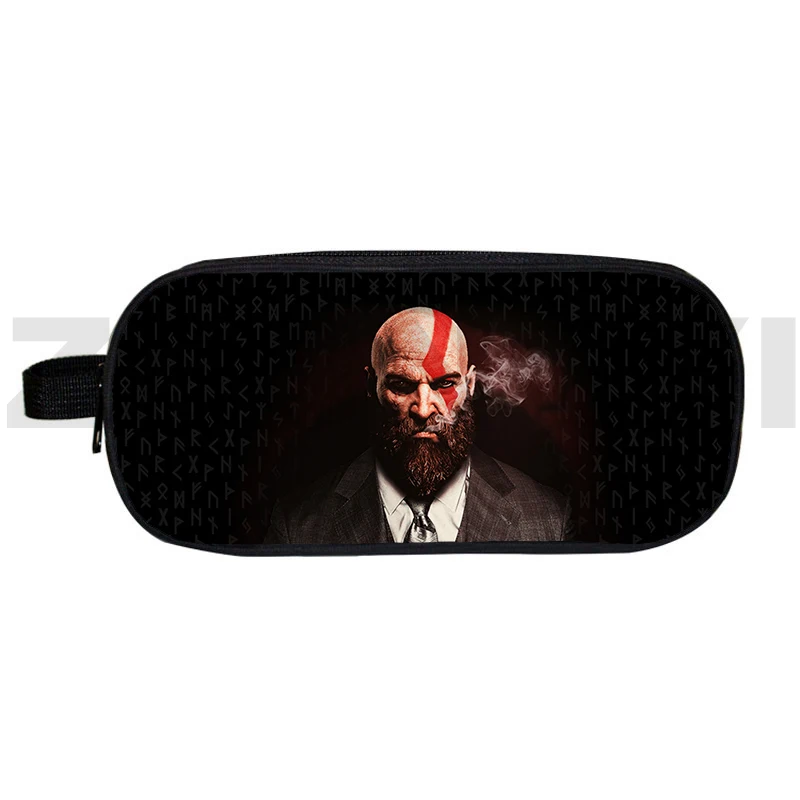 3D Printed God of War Pencil Case Top Quality Teenage Cosplay Kratos Game Pencil Bag Large Daily Travel Make Up Bag Toiletry Bag