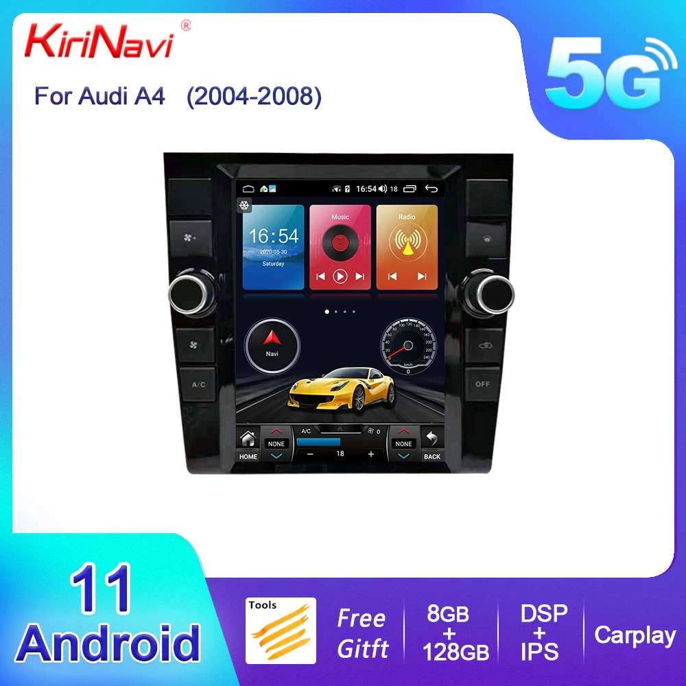 

KiriNavi Vertical Screen Tesla Style Android 13 Car Radio For Audi A4 A6 Auto GPS Navigation Dvd Player 4G Stereo DSP 2004-2008